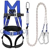 Safety Harness Fall Protection Kit: Full Body Roofing harnesses with Shock Absorbing Lanyard - Updated Comfortable Waist Pad