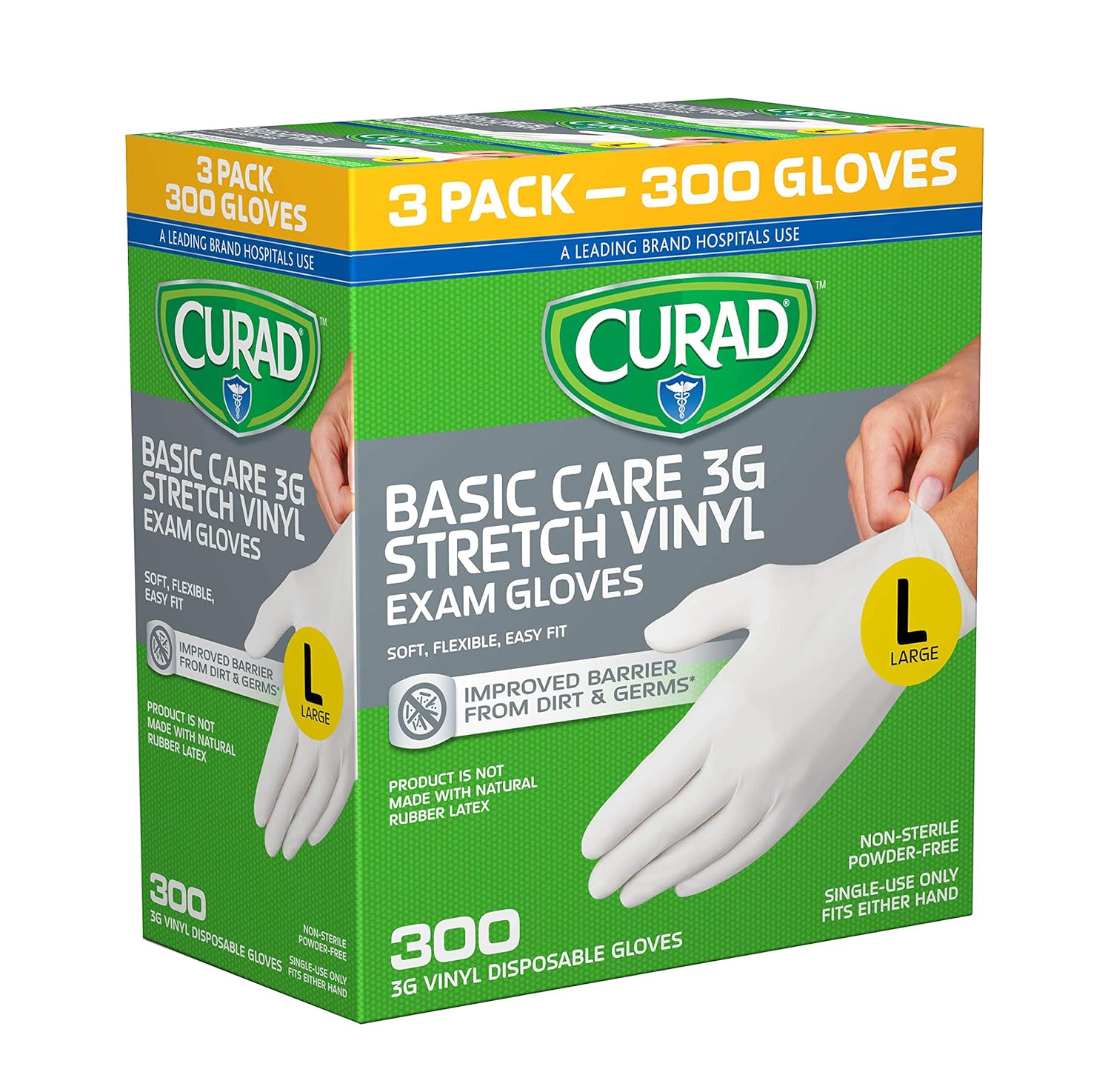 Curad Disposable, Basic Care, 3G Stretch Vinyl, Exam Gloves Latex