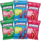 JOYRIDE Fan Favorite Variety Pack - Healthy Candy, 6-Pack Bundle | Includes Blue Raspberry Strips, Cherry Berry Ropes, and Watermelon Wedges. Low Sugar, Dye Free, Low Calorie Sour Gummies