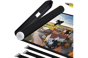 WOPLAGYREAT Jigsaw Puzzle Mat Roll Up, Portable Mats Board Saver 2000 1500 1000 500 Piece Puzzles for Adults Kids Gift, Puzzle Cover Keeper Table Sotrage Tranport Large Puzzle, 3 Bandage Inflatable Tube Pump