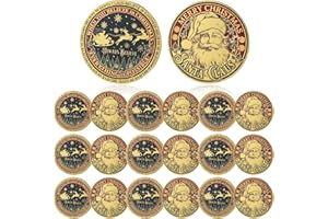 Liliaafar 20 Pcs Santa Claus Challenge Coin Bulk Merry Christmas Challenge Coins Always Believe Message Holiday Collectible Gifts for Family Friends Collector