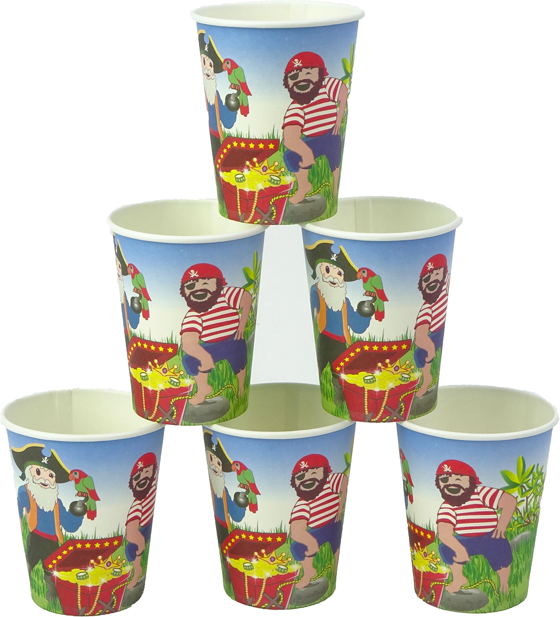 18 Pirate Themed Party Paper Cups - 3 Packs Of 6 - Childrens Party Accessories