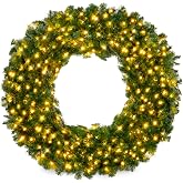 Best Choice Products 60in Large Artificial Pre-Lit Fir Christmas Wreath Holiday Accent Decoration w/ 300 LED Lights, 930 PVC Tips
