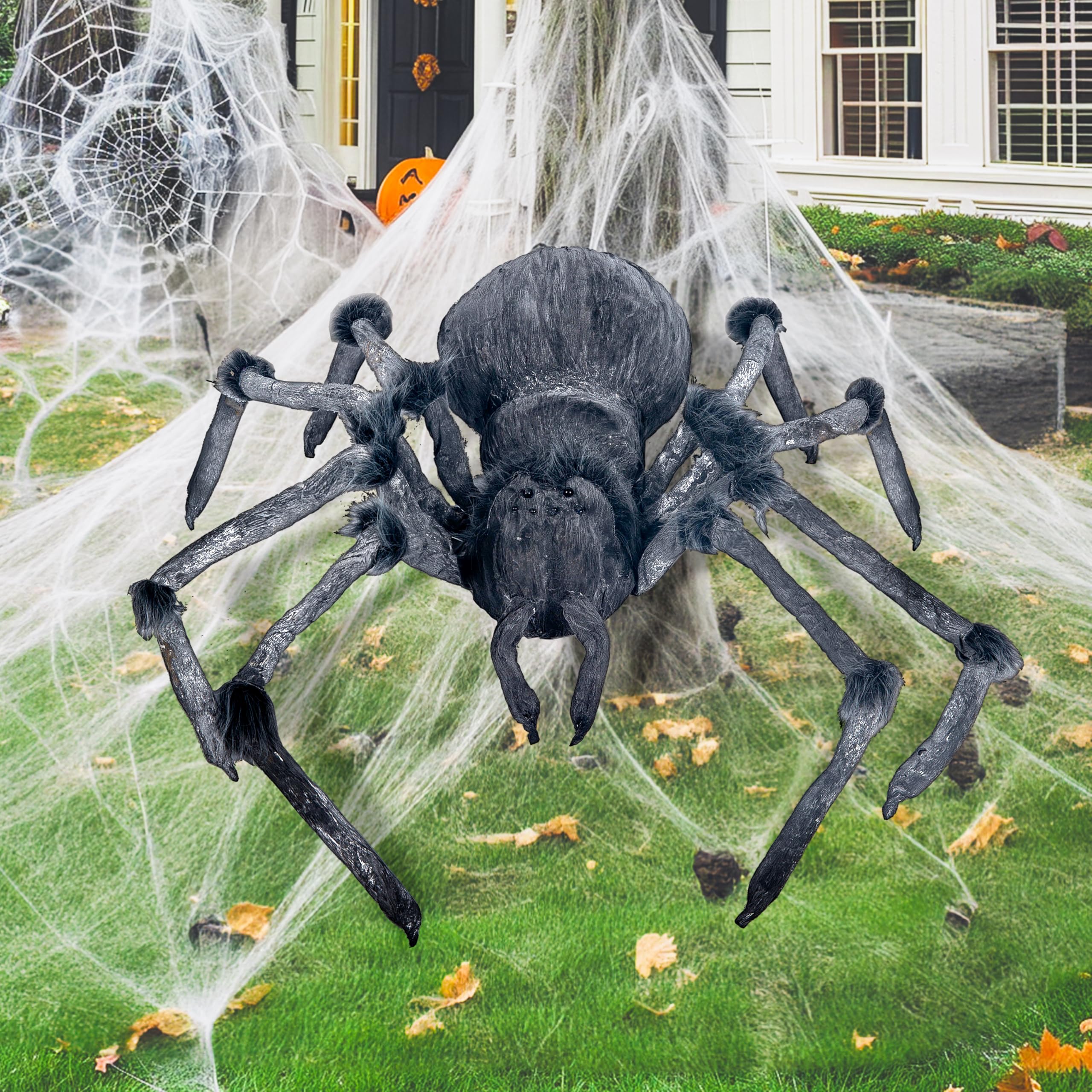 Photo 1 of JOYIN Halloween Outdoor Decorations Giant Spider, 45” Scary Large Spider Halloween Decor Outside, Indoor Party Supplies, Yard Lawn Garden Haunted House Prop