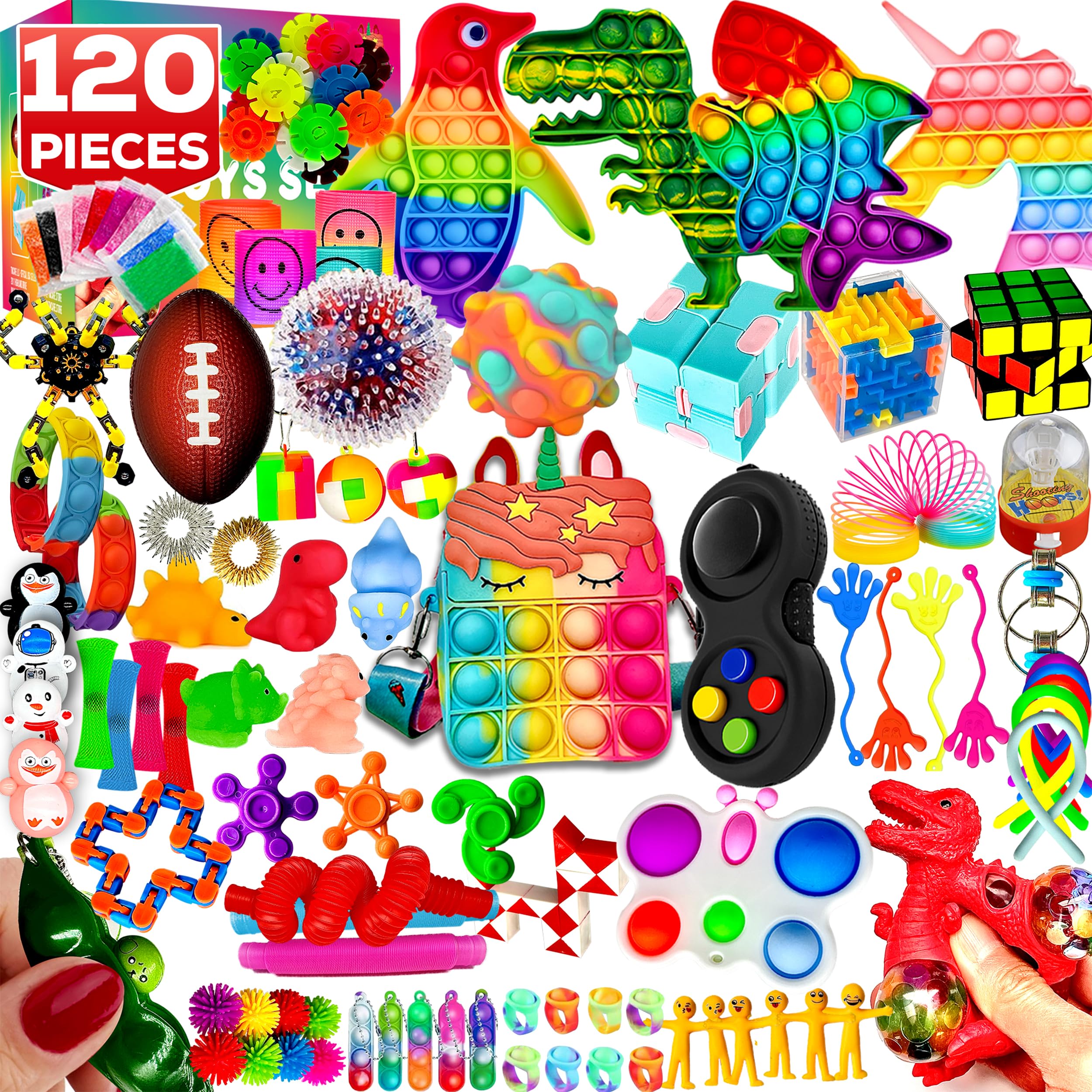 Photo 1 of 120 Pcs Fidget Toys Pack, Pop Sensory Party Favors Set Gifts for Kids Adults Boy Girl Stocking Stuffers Autistic Bulk Goodie Bag Filler Treasure Box Classroom Prizes School