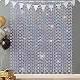 LXUEJIE2 Pack Disco Party Decorations, 3.3x6.6 ft Disco Ball Photo Booth Props with Silver Foil Fringe Curtains, Disco Ball Backdrop for Bachelorette, Birthday, Prom, 80s Party