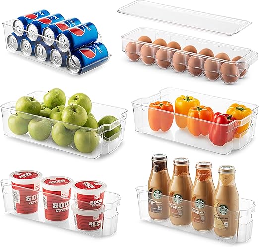Amazon Com Set Of 6 Refrigerator Organizer Bins Stackable