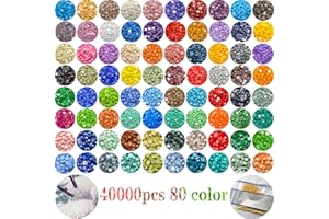 QYING 40000 Pieces 80 Color Diamond Art Painting Beads,Flat Bottom Round Resin Rhinestones for Diamond Art Painting Accessories, Round Drills for 5D DiamondArt DIY Craft
