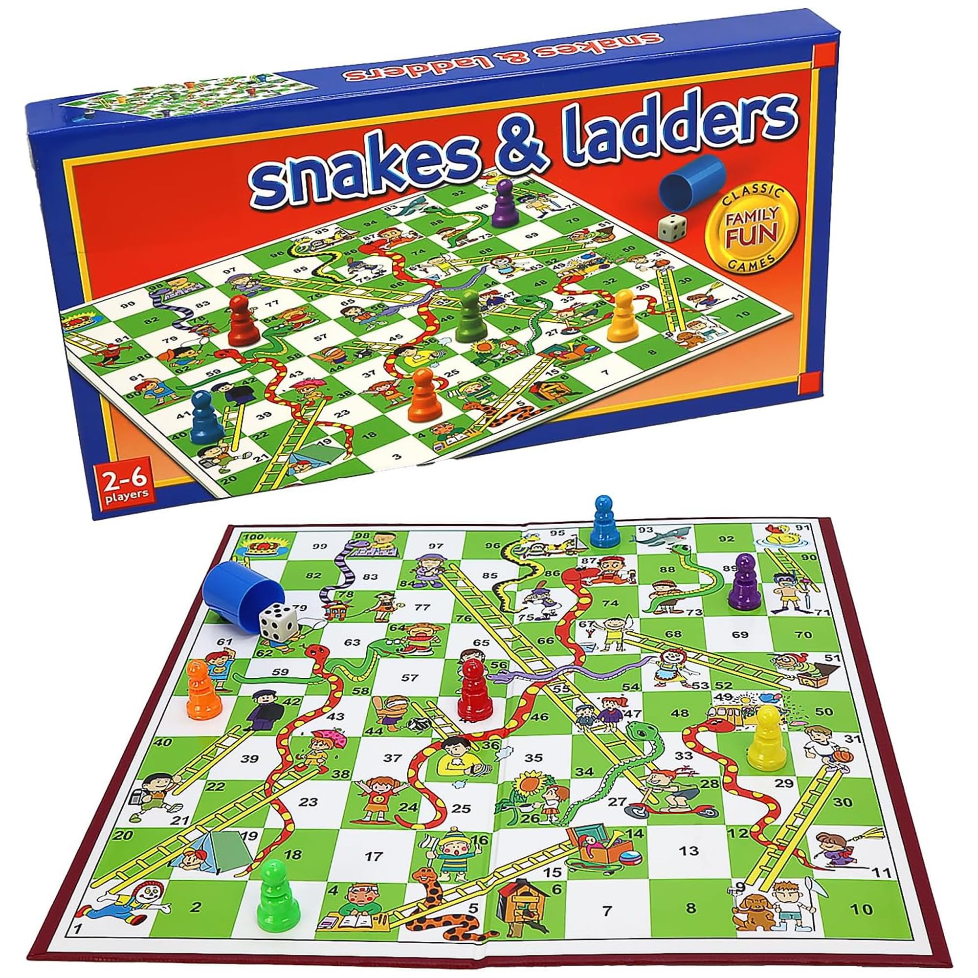 Classic Snakes & Ladders - Game for Children and Adults, Traditional Family Game, Foldable Board, Instructions Included (Snakes & Ladders) — image 1