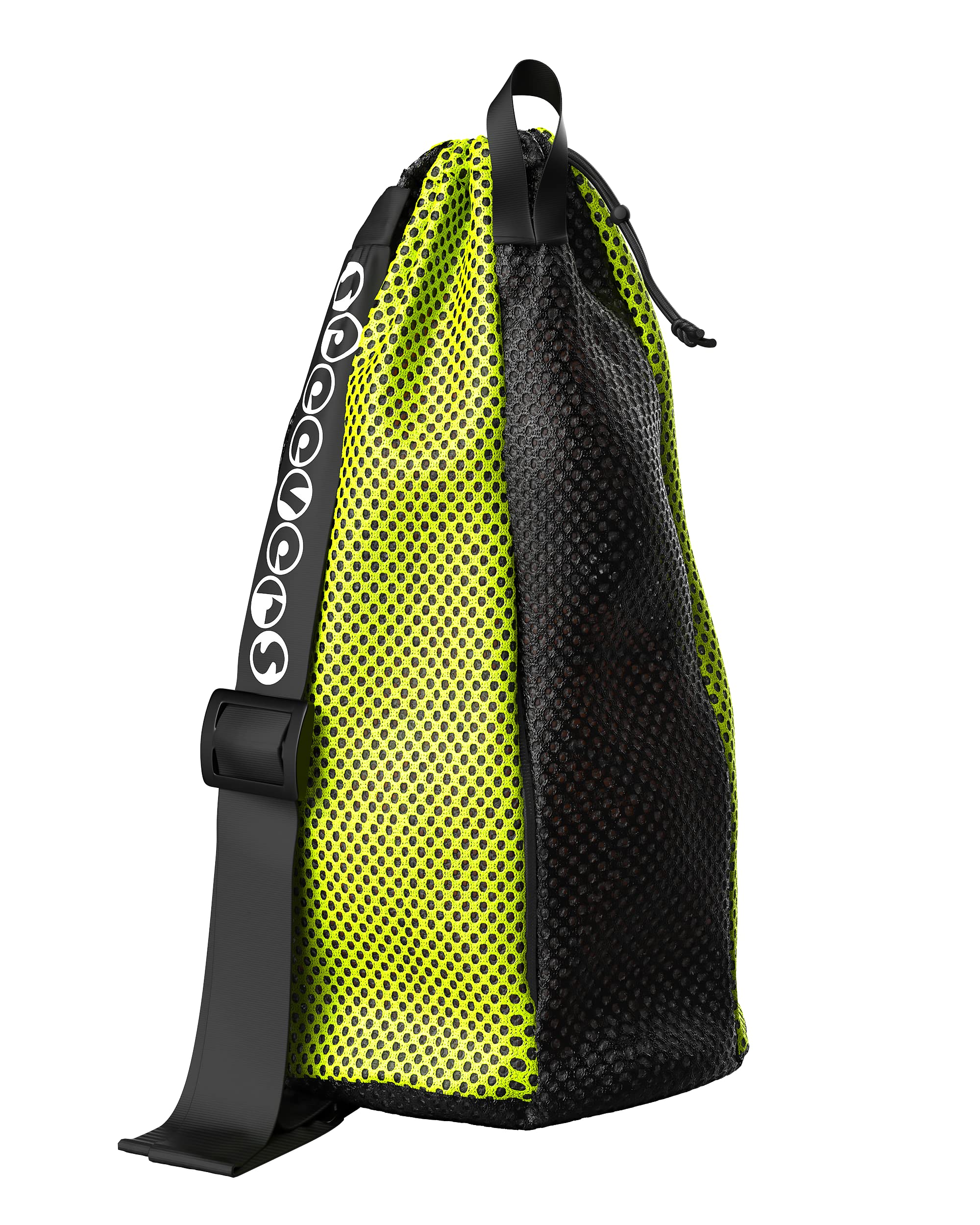 speevers New Mesh Bag For Swimming Gear - 7 Colorful Swimming Bags For Swimmers - Unisex Swim Mesh Bag for Men Women - 35L Mesh Drawstring Backpack with Handle (Xbag - Black/Yellow)