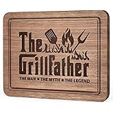 Dad Birthday Gift, The Grillfather Walnut Wood Cutting Board, Dads Gift from Daughter Son, Cool Kitchen Gifts for BBQ, Grill Masters, Father's Day Gift for Dads, Father, Daddy