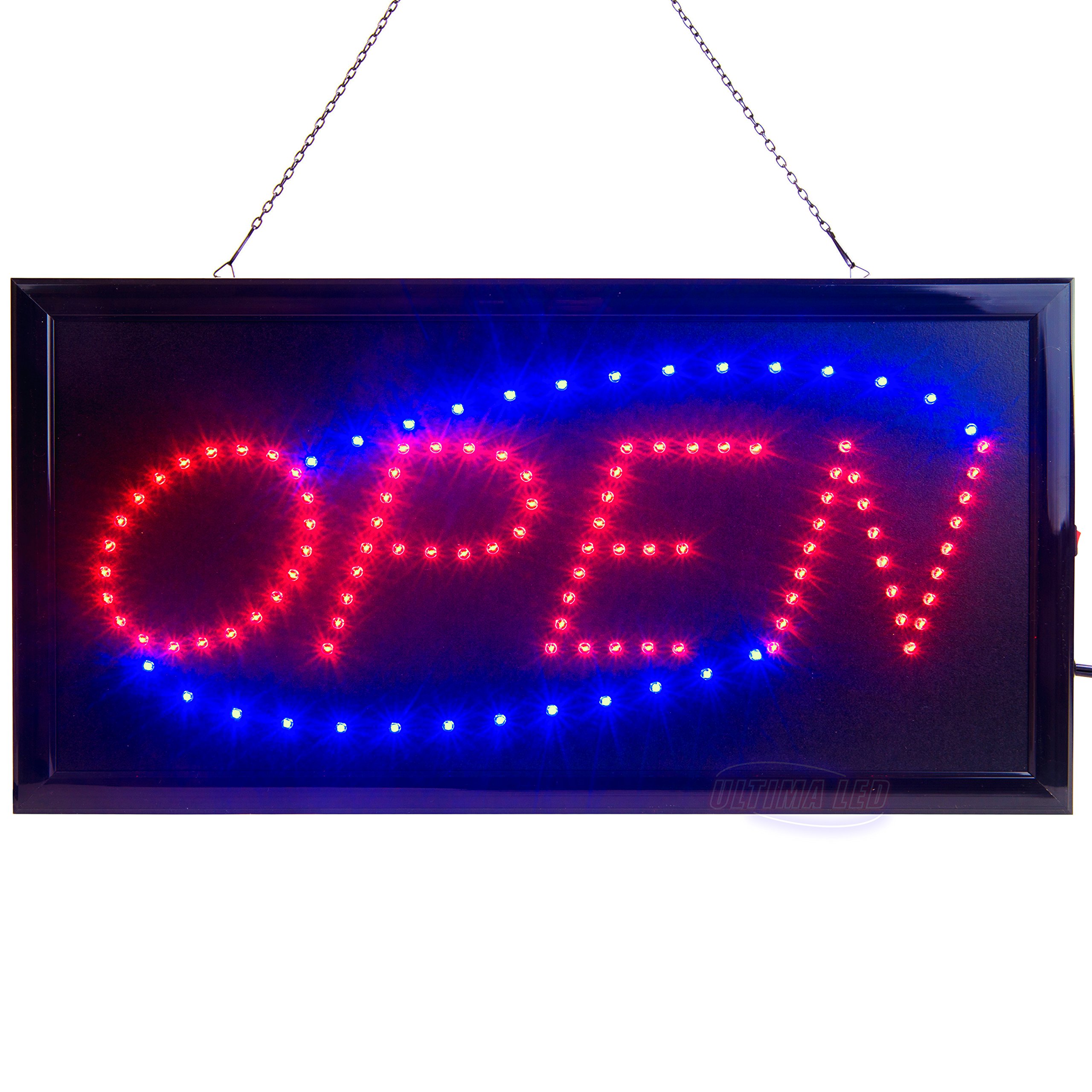 LED Open Sign for Business Displays: Light Up Sign Open with 2 Flashing Modes | Electronic Lighted Signs for Shops, Hotels, Liquor Stores | No use of Toxic Neon (19" x 10", Model 2)