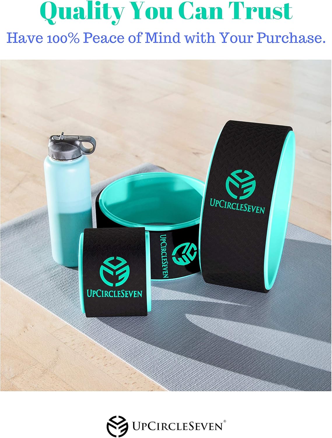 UpCircleSeven Yoga Wheel Set - Strongest & Most Comfortable Dharma Yoga Prop Wheel, 3 Pack for Back Pain Stretching & Backbends (12, 10, 6 inch) (Cyan) : Sports & Outdoors