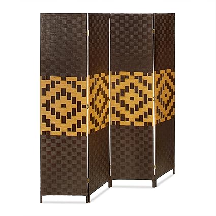 Relaxdays Paravent BYÖBU mit Grafikmuster H x B x T: 179 x 180 x 2 cm 4-teiliger Raumtrenner als blickdichter Sichtschutz Spa