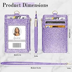 ID Badge Holder with Lanyard, Vertical Bling Shiny