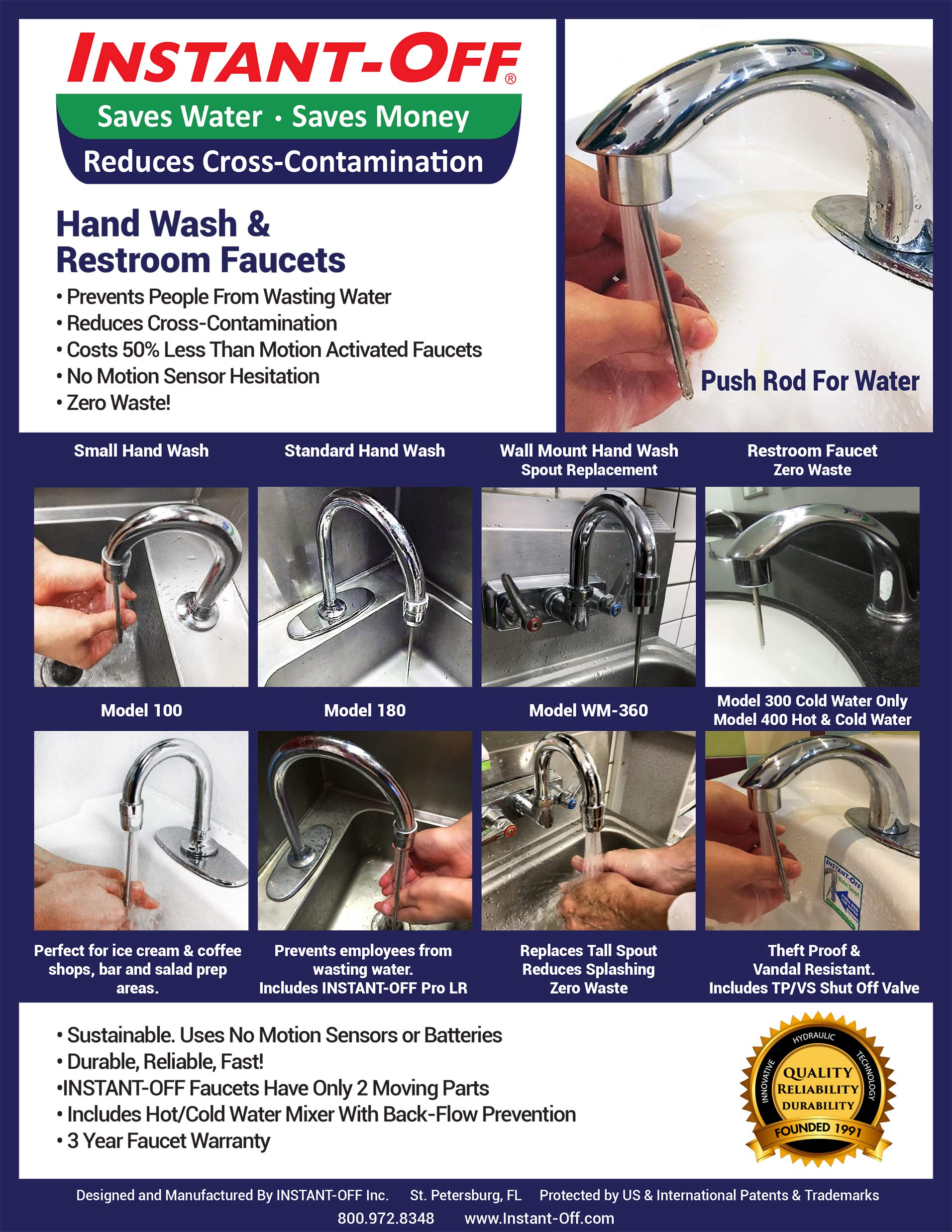 INSTANTOFF PRO SR 3.5” Max Water Saver for Commercial Hand Wash Sinks