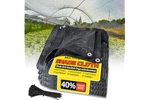 Quobiad 40% Shade Cloth 6.5x10 FT, Black UV-Resistant Sunblock Mesh Tarp for Garden, Greenhouse, Raised Beds, Vegetables & Flower Shade Cover from Sun