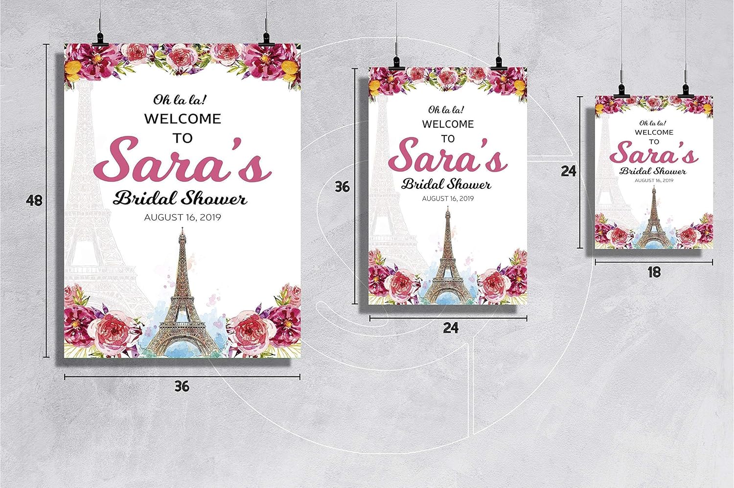 Handmade Products Floral Bridal Shower Paris Theme Sign Bridal Shower Welcome To Sign Eiffel Tower Theme Bridal Shower Sign Size 24x18 Bridal Shower Reception Party Decorations Bachelorette Party 36x24 And 48x36 Stationery