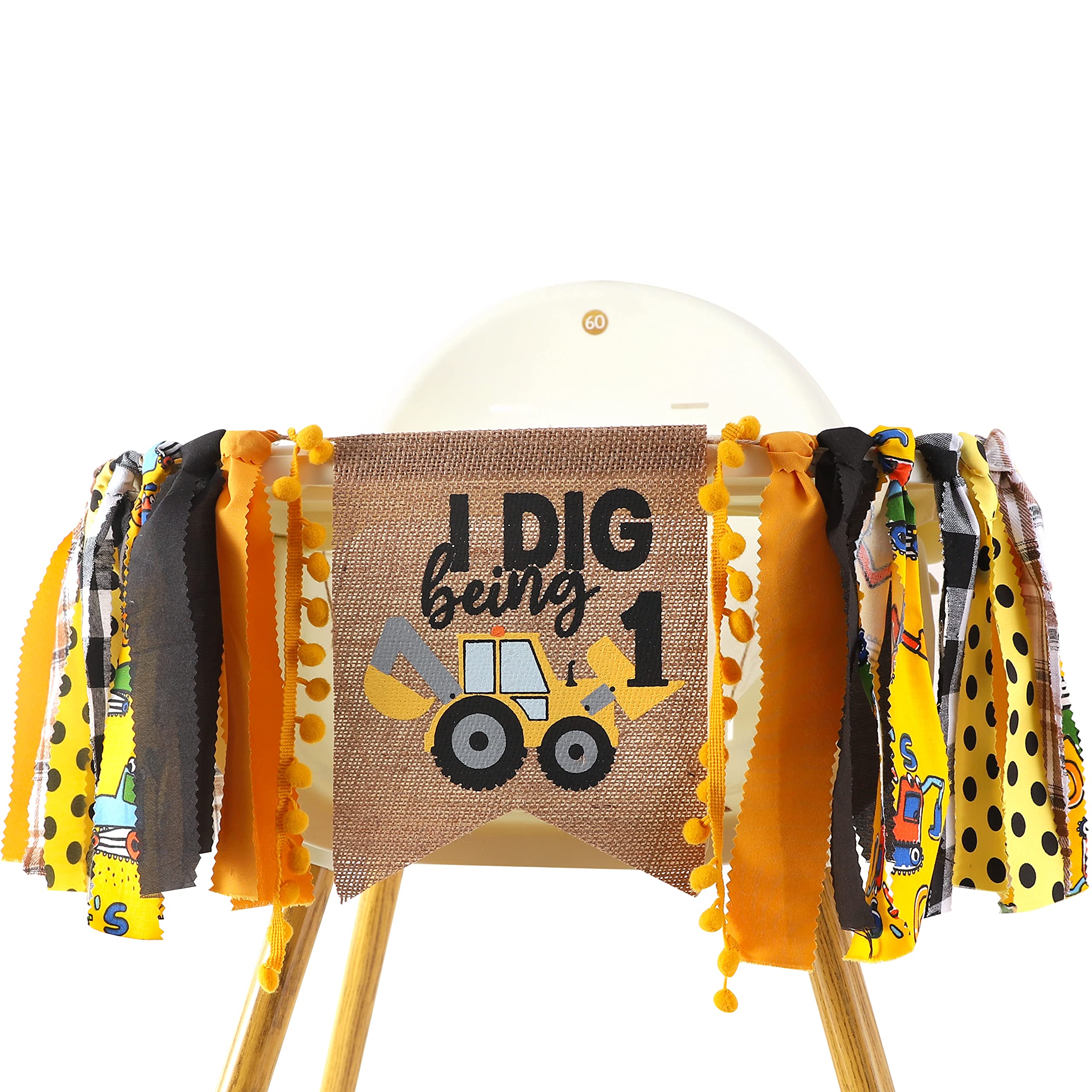 Photo 1 of I Love Making High Chair Banner - Construction 1st Birthday Decorations, Construction One Highchair