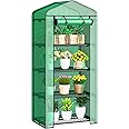JupiterForce 4 Tier Mini Greenhouse Indoor Outdoor, Portable Greenhouse with Durable PE Cover&Roll-Up Zipper Door, Small Green Houses for Seed & Seedling, 2.3x1.5x5.3 FT