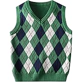 Boys Sweater Vest V Neck Argyle Sleeveless Uniform Knit Plaid Kids Clothes