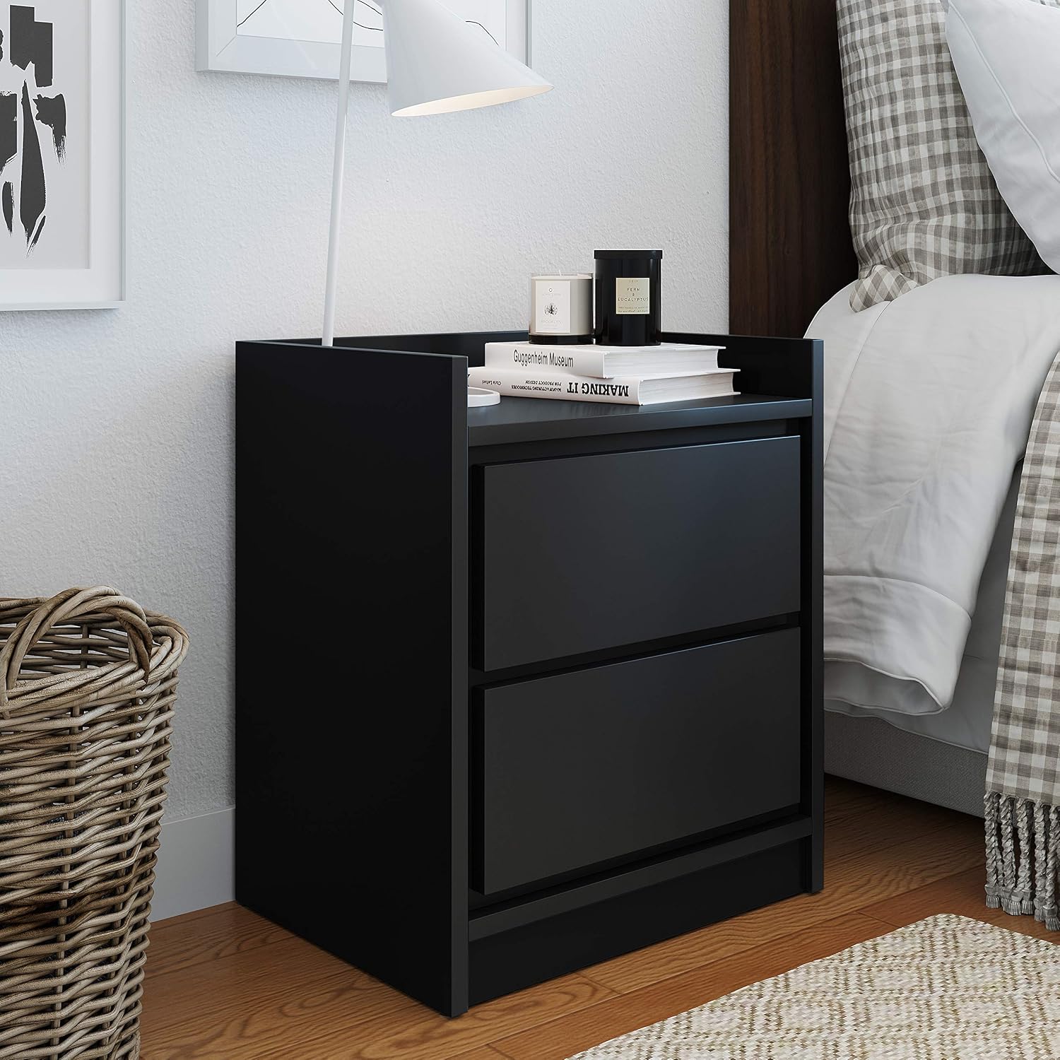 Boyd Sleep Mid Century Modern Bedroom Furniture Adagio Low Profile Wood Nightstand With Swing Open Door Black Amazon Ca Home Kitchen
