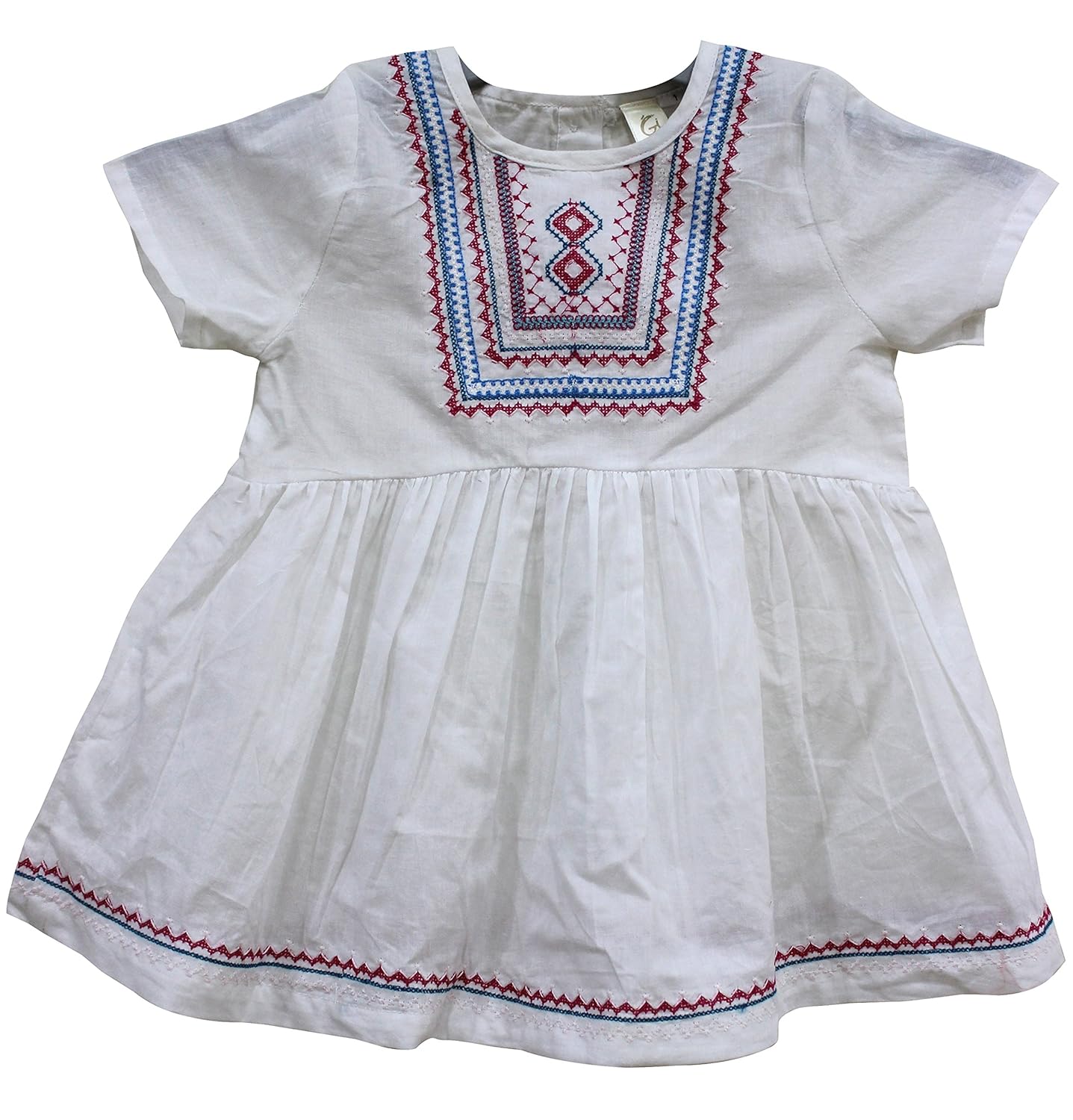 GOODWILL Girl's Casual Cotton Embroidered White Half Sleeve Frock-GWK-076White: Amazon.in 