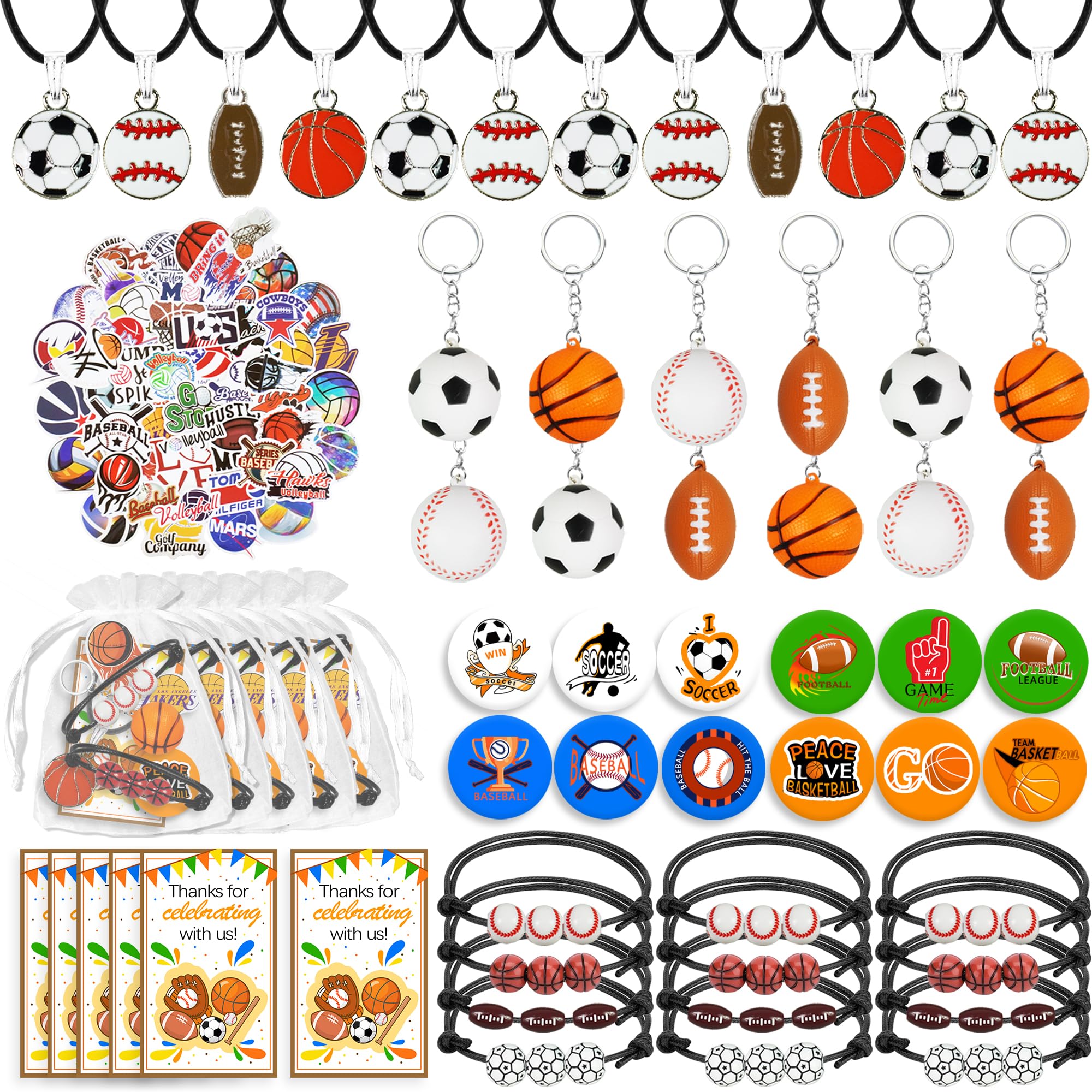 Photo 1 of 122 PCS Sports Club Party Favors - Basketball, Baseball, Football, Soccer Tags & Goodie Bags for Kid Birthday Party & Baby Shower (Style 01)
