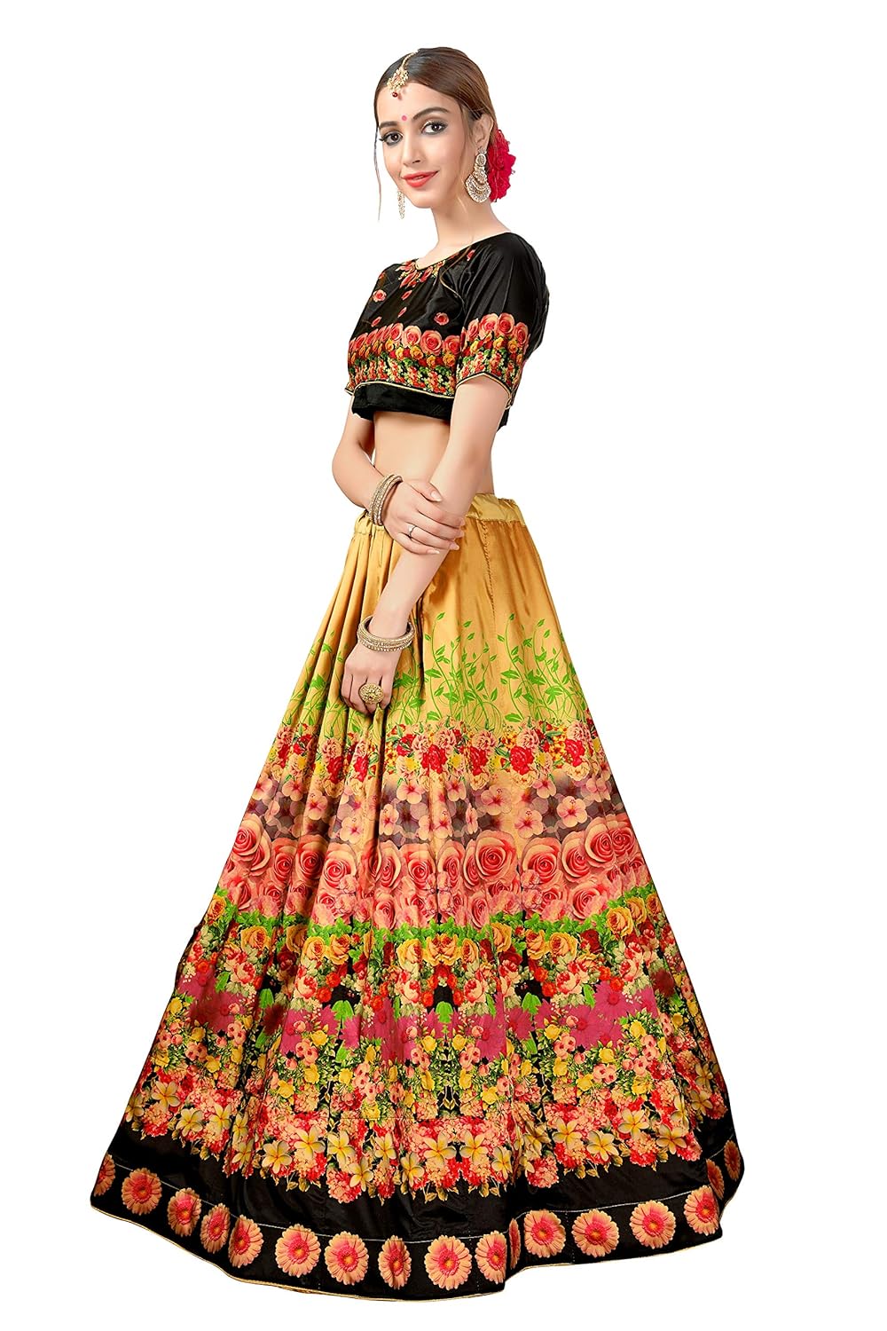 pd fashion digital printed lehenga choli for women's (multi colour) (multi)