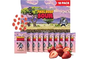 Final Boss Holiday Sour Candy, Sour Strawberries, 10 Pack, Level 1, Fruit Chews with Real Dried Fruit, No Artificial Colors or Flavors, Low Calorie Snack for Kids, Teens, Adults, Lunch Boxes