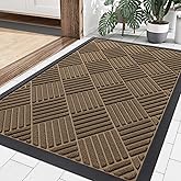 Smiry Front Door Mat Outside Entrance, Heavy Duty Outdoor Indoor Natural Rubber Doormat, Non Slip, Trap Dirt and Moisture, Easy Clean, Low Profile Patio Porch Entryway Mat, 35x23, Brown