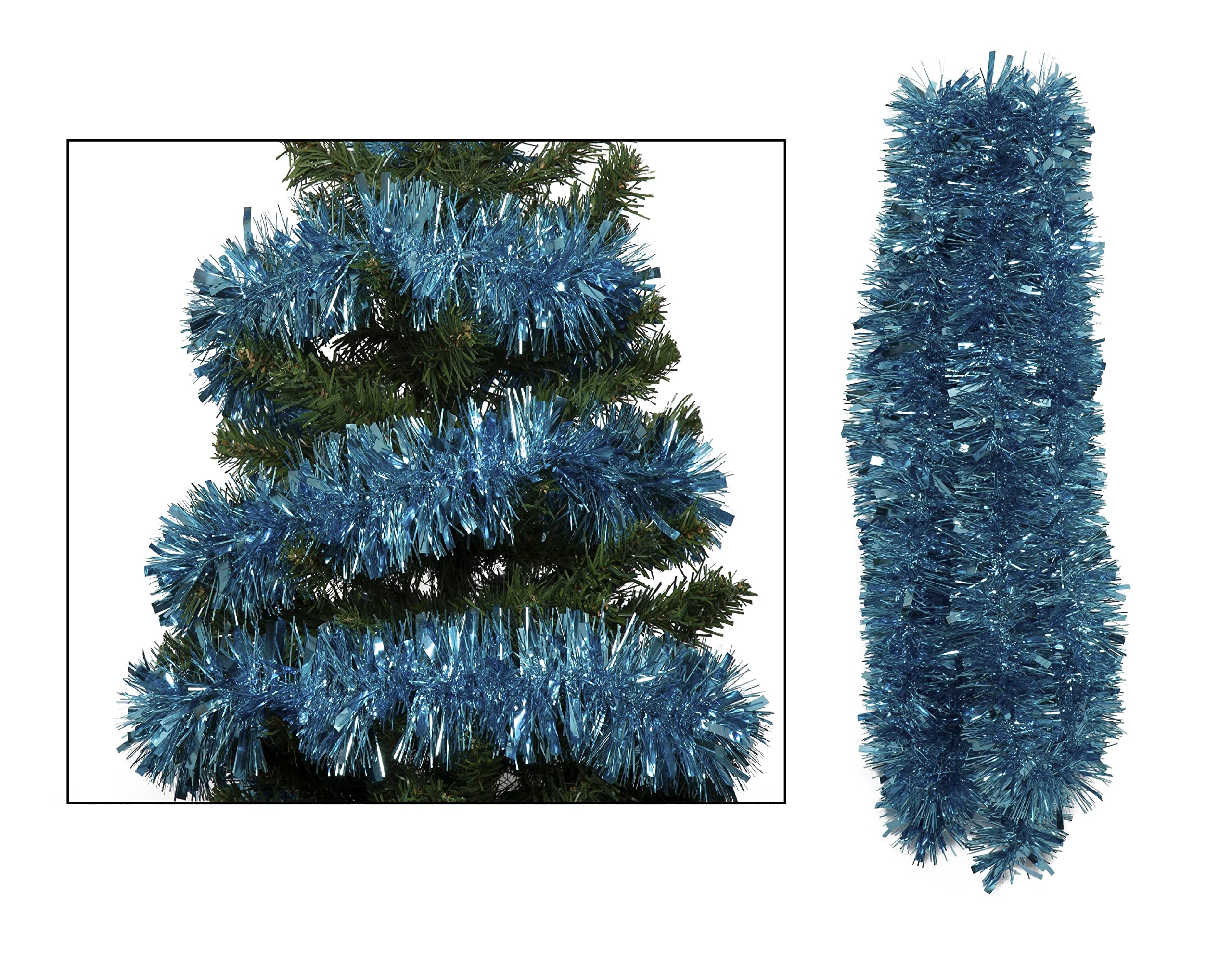 Simply Products 4M Chunky/Fine Cut Christmas Tinsel Garland Decoration (Ice Blue)