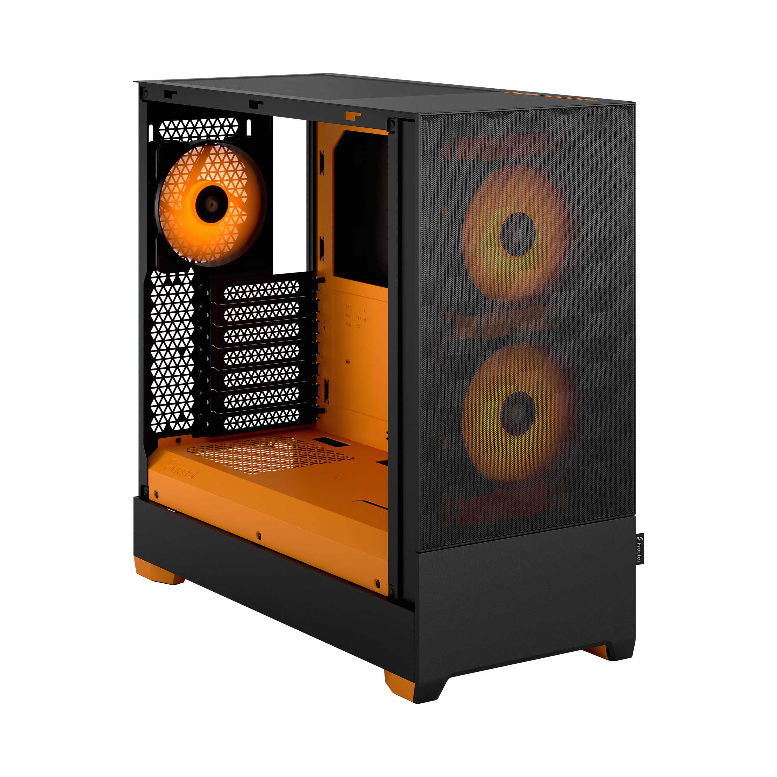 Fractal Design Pop Air Rgb Orange Core - Tempered Glass Clear Tint - Honeycomb Mesh Front – Tg Side Panel - Three 120 Mm Aspect 12 Rgb Fans Included – Atx High Airflow Mid Tower Pc Gaming Case - View 7