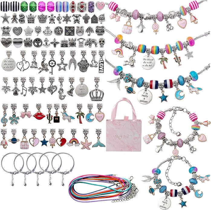 Charm Bracelet Making Kit Teen Girl Gifts Toys Jewelry Making Supplies Charms for Charm
