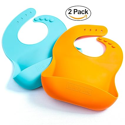 Silikon-Babylätzchen - Das letzte Baby-Lätzchen, das Sie jemals brauchen werden! - Die 2 Packungen superweiche wiederverwendb