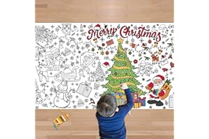 JXSDWANG Christmas Giant Coloring Tablecloth,Christmas Crafts for Kids - 72x30 Inches, Paper Coloring Banner Games Activities Gifts Party Decorations
