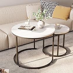 aboxoo Round Nesting Coffee Table Side Table Set of