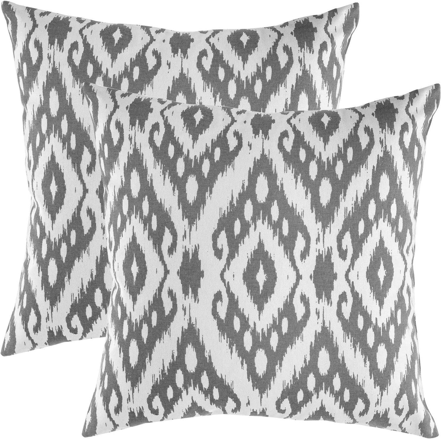 TreeWool (Pack of 2 Decorative Throw Pillow Covers Ogee Diamond Accent 100% Cotton Cushion Shams Cases (18 x 18 Inches / 45 x 45 cm; Graphite Grey)