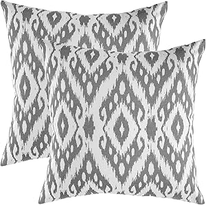 TreeWool (Pack of 2 Decorative Throw Pillow Covers Ogee Diamond Accent 100% Cotton Cushion Shams Cases (18 x 18 Inches / 45 x 45 cm; Graphite Grey)