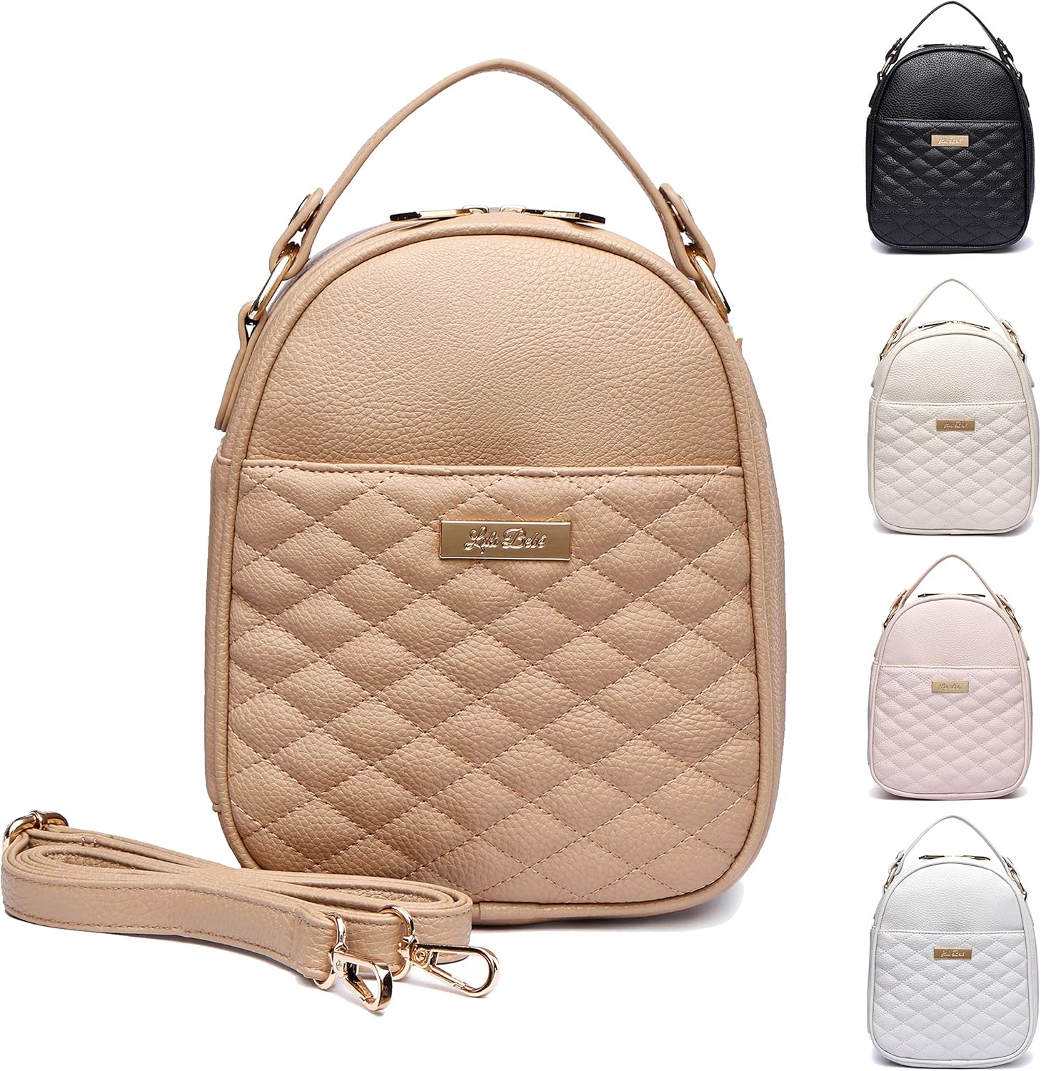 Amazon Com Designer Insulated Lunch Bag For Women Luli Bebe Monaco Mini Lunch Bag With Shoulder Strap For Baby Food And Snacks Latte Brown Kitchen Dining