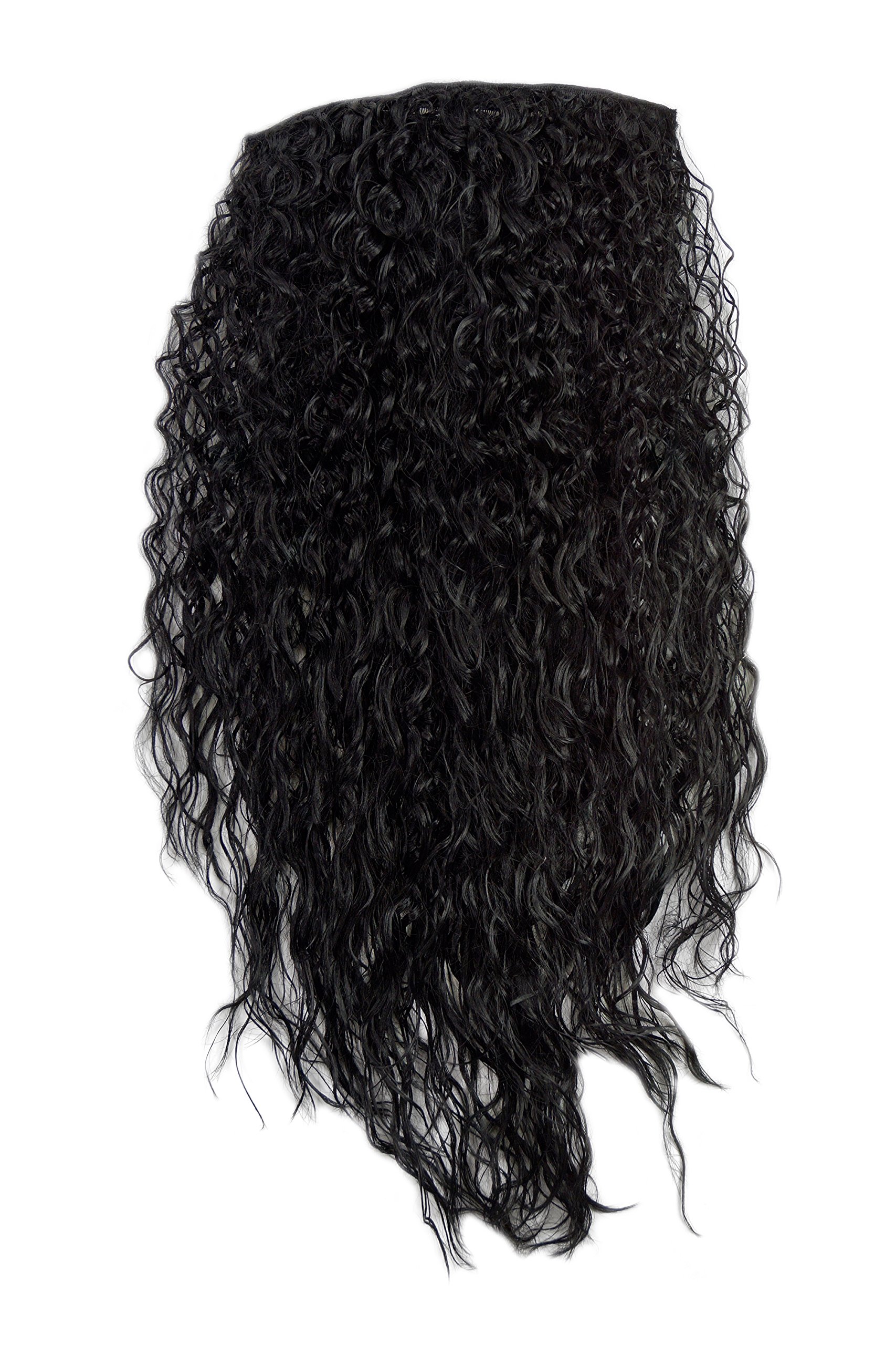 WIG ME UP H9311-1 Hairpiece half wig Clip-In Extension very long stringy crimpy curls curly latin shiny oily wet-look volume black 26inch