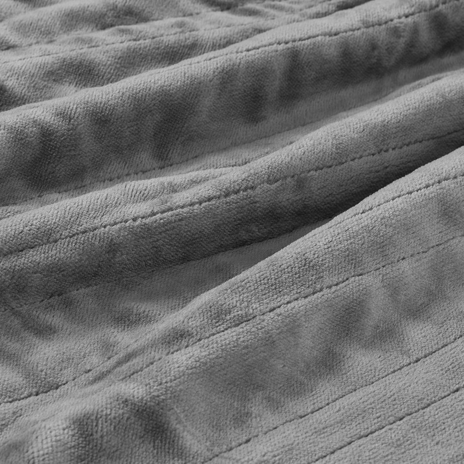 Comfort Spaces Plush to Sherpa Electric Blanket Shoulder and Neck Wrap with Matched Sock Set Ultra Soft and Warm Hypoallergenic Fleece-Reversible Heated Poncho Throw, 50" W x 64" L, Grey: Home & Kitchen