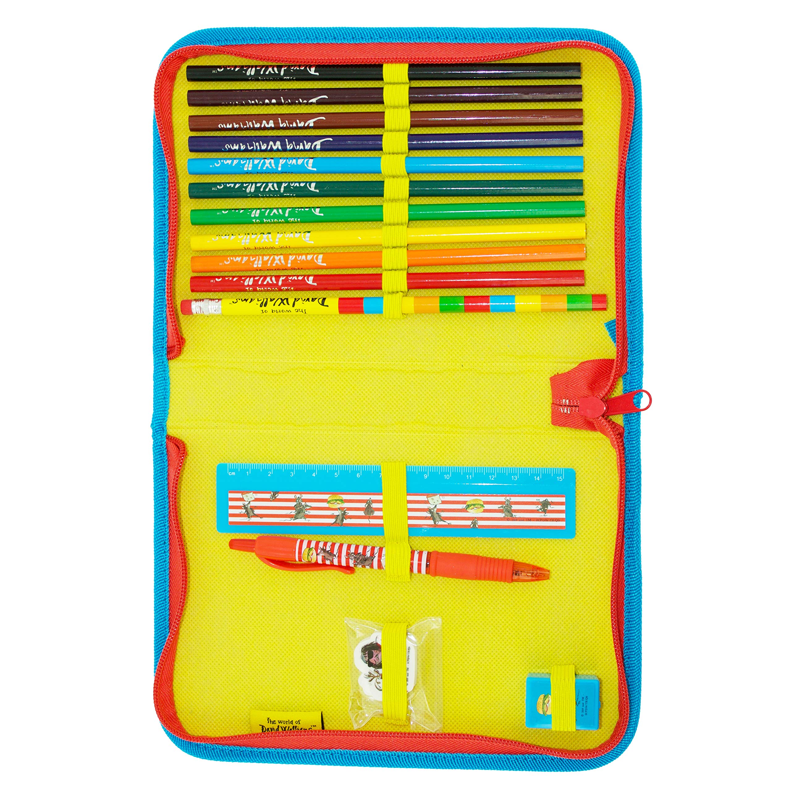 The World of David Walliams – Ratburger Filled Pencil Case | Stationery Set | 10 Colouring Pencils | Eraser | Sharpener | Ballpoint Pen