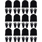 24x Winter Beanies & Gloves Combo Pack, Bulk Pack for Men Women, Warm Cozy Gift