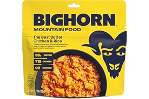 BIGHORN Mountain Food The Best Butter Chicken and Rice - premium freeze dried meals for backpacking food - dehydrated camping food for backpacking meals - ideal camping meals just add water - great taste - 2 servings