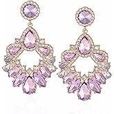 VANGETIMI Fashion Rhinestone Statement Drop Dangle Earrings Large Colorful Crystal Chandelier Earrings for Women Bridal Wedding Party Prom