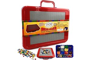 Matty's Toy Stop Brik-Kase 2.0 Travel, Building, Storage & Organizer Container Case with Building Plate Lid (Holds Approx 2000pcs) - Compatible With All Major Brands (Blue, Red & Gray)