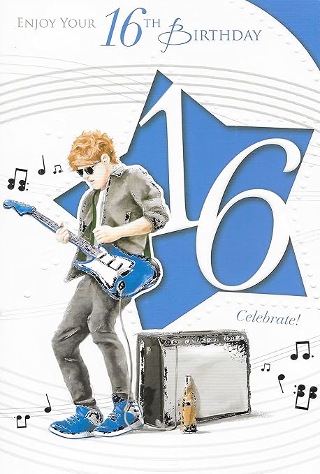Carte D Anniversaire 16 Ans Male 16eme Anniversaire Garcon Jouant 22 9 X 15 2 Cm Pour Guitare Electrique Amazon Fr Cuisine Maison
