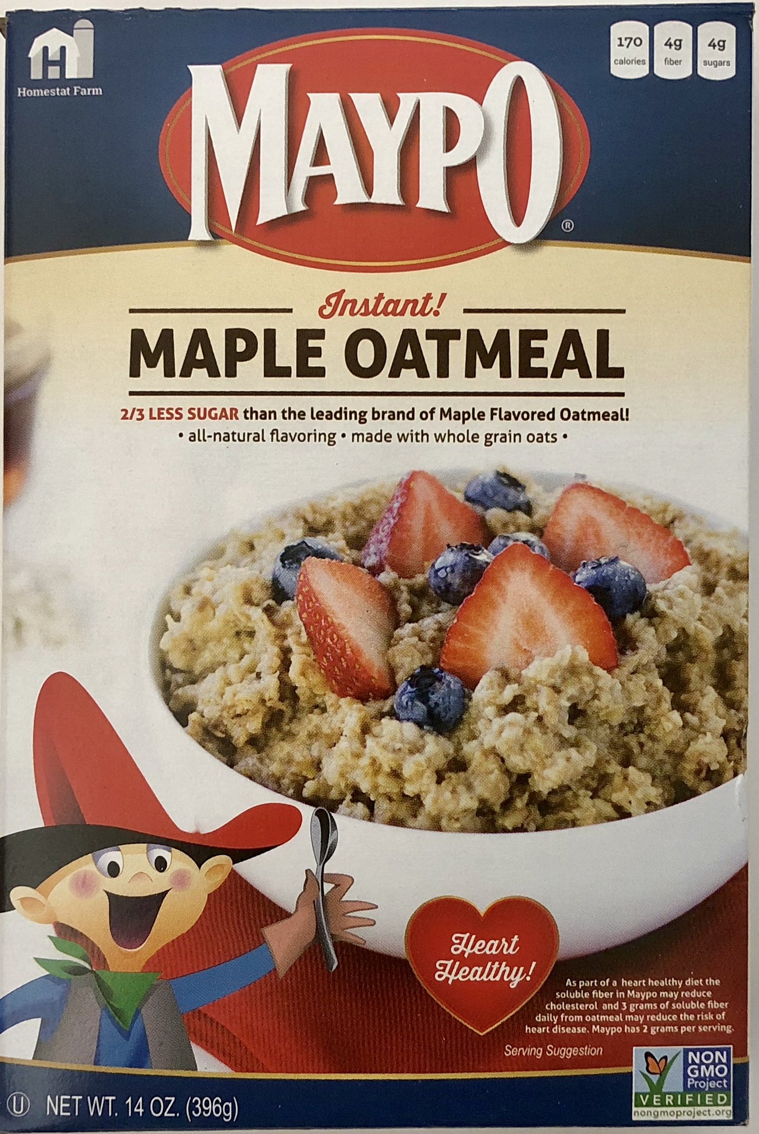 MAYPO Instant Maple Oatmeal Cereal Vermont Style 19 OZ (Pack of 2