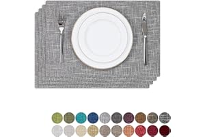 K KEVIN TEXTILE Kevin Textile Table Mats Set of 4 Heat Resistant Washable Placemats for Parties Buffet Dinner, 13 x 19 inches, Light Grey